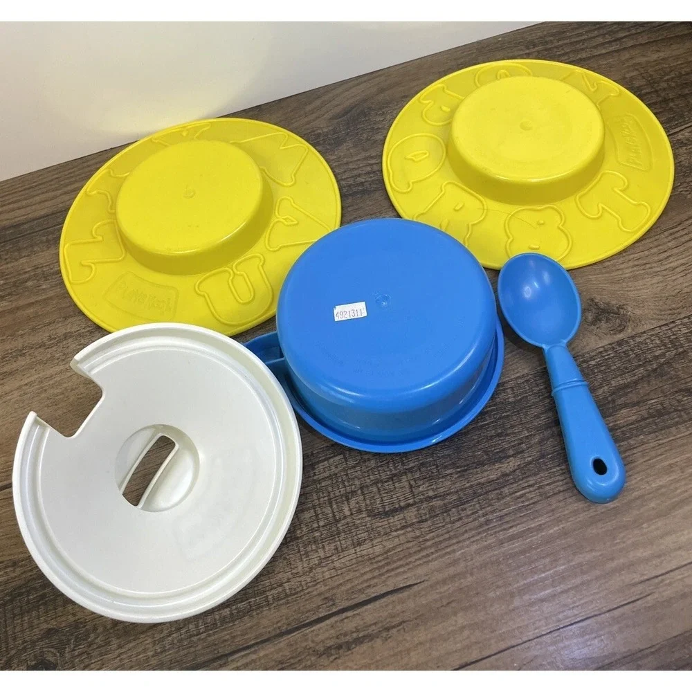 Vintage Playskool Alphabet Soup Bowls and Pot w Lid and Spoon  Replacement Piece